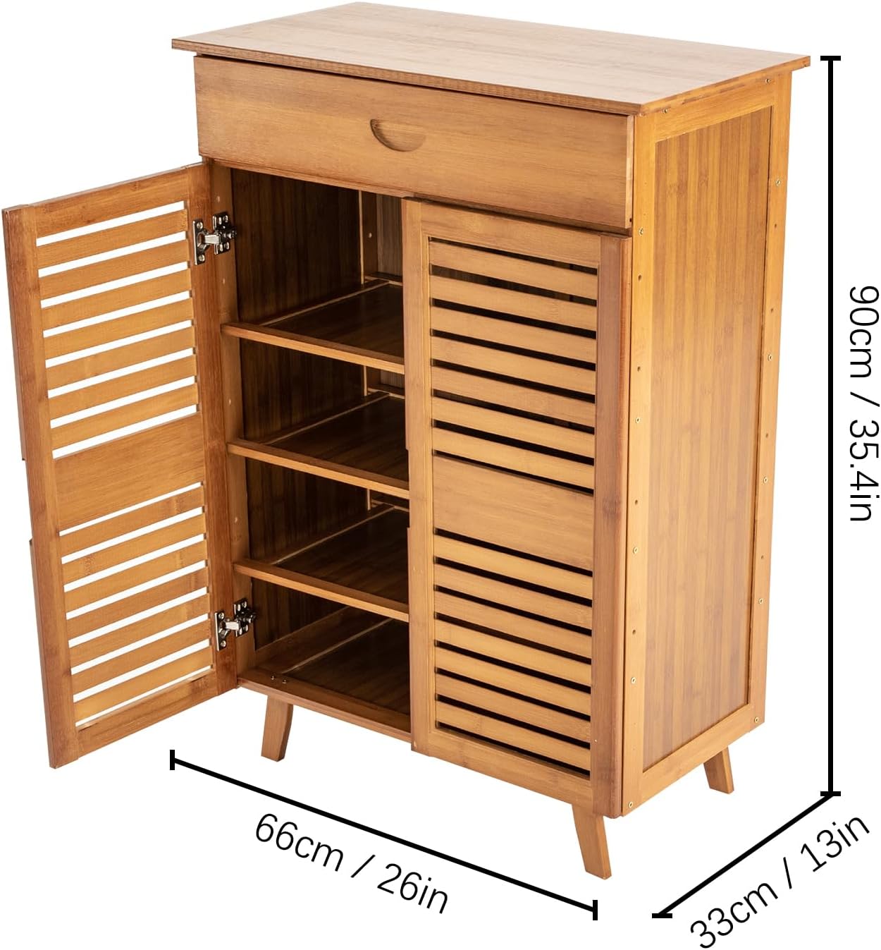 Gdrasuya10 Gabinete de zapatos de bambú para entrada, organizador de zapatos de 5 niveles con puertas, estantes de zapatos medianos de pie libre