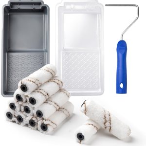 Mister Rui Kit de rodillos de pintura, paquete de 16, rodillos de pintura de microfibra de 4 pulgadas, cubiertas de rodillos de pintura pequeños, Mister Rui Kit de rodillos de pintura, paquete de 16, rodillos de pintura de microfibra de 4 pulgadas, cubiertas de rodillos de pintura pequeños,