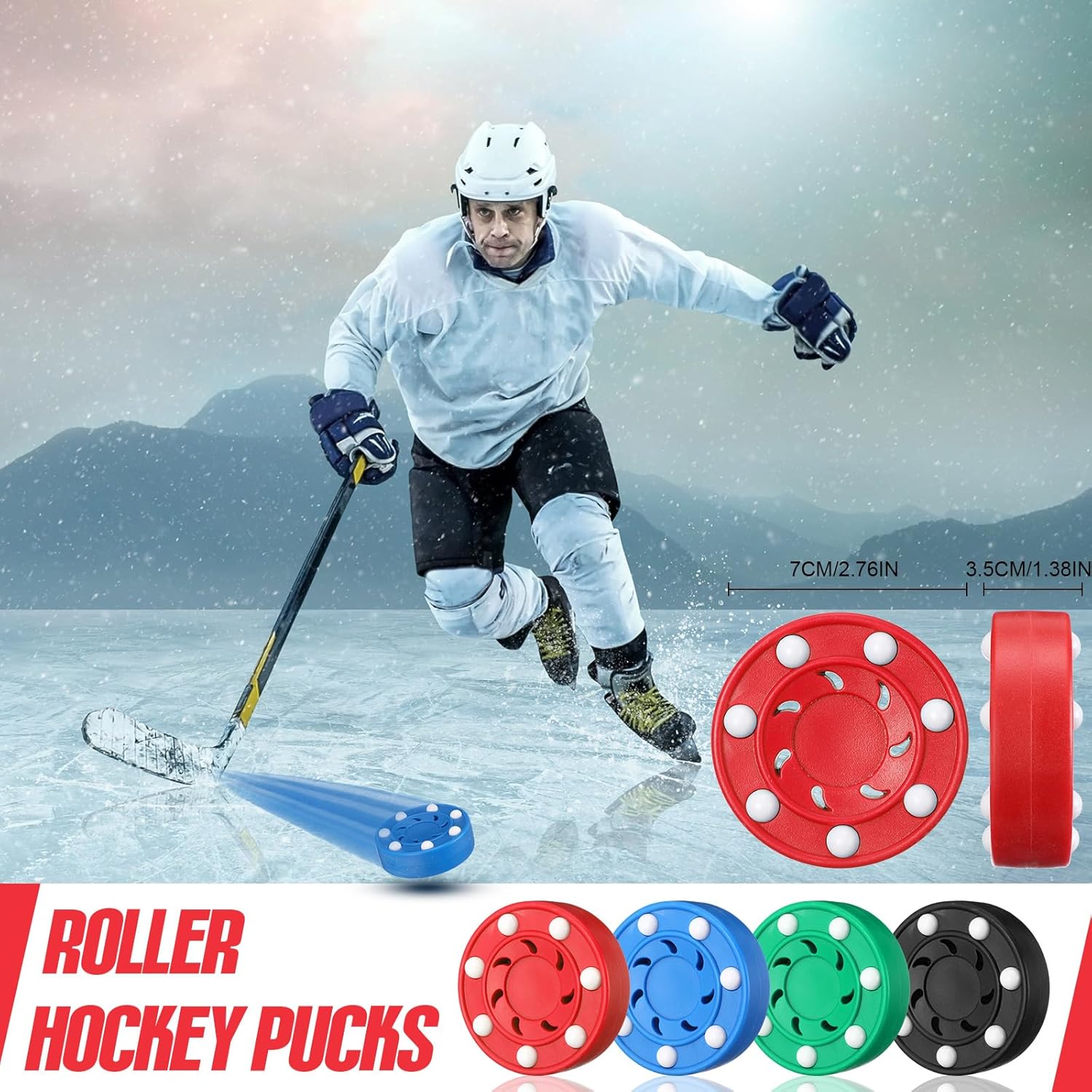 Discos de hockey sobre ruedas para adultos al aire libre, pelotas de hockey callejero multifuncionales, juego de discos de hockey sobre hielo