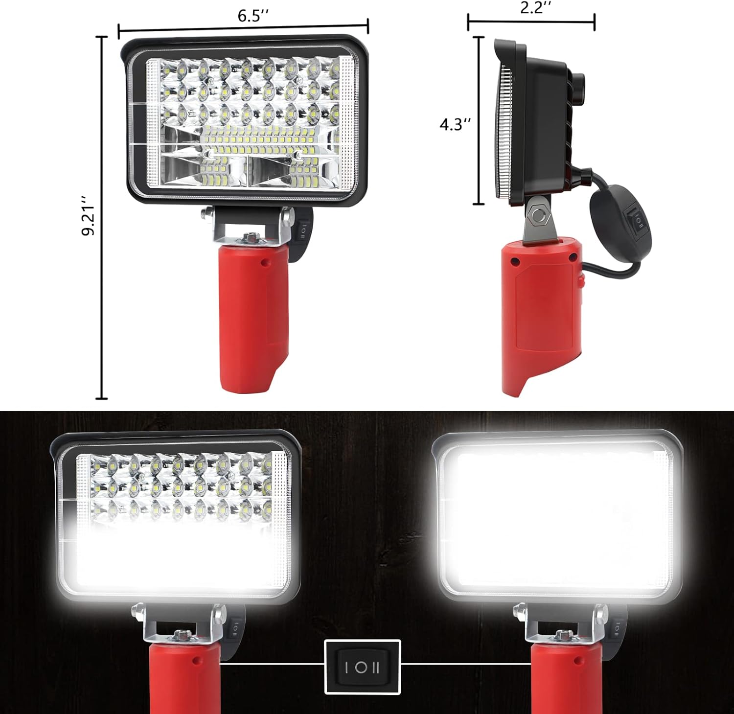 Luz de trabajo LED inalámbrica compatible con batería Milwaukee M12 de 12 V, linterna portátil de 4800 lm 32 W, luz de inundación con rotación de 90