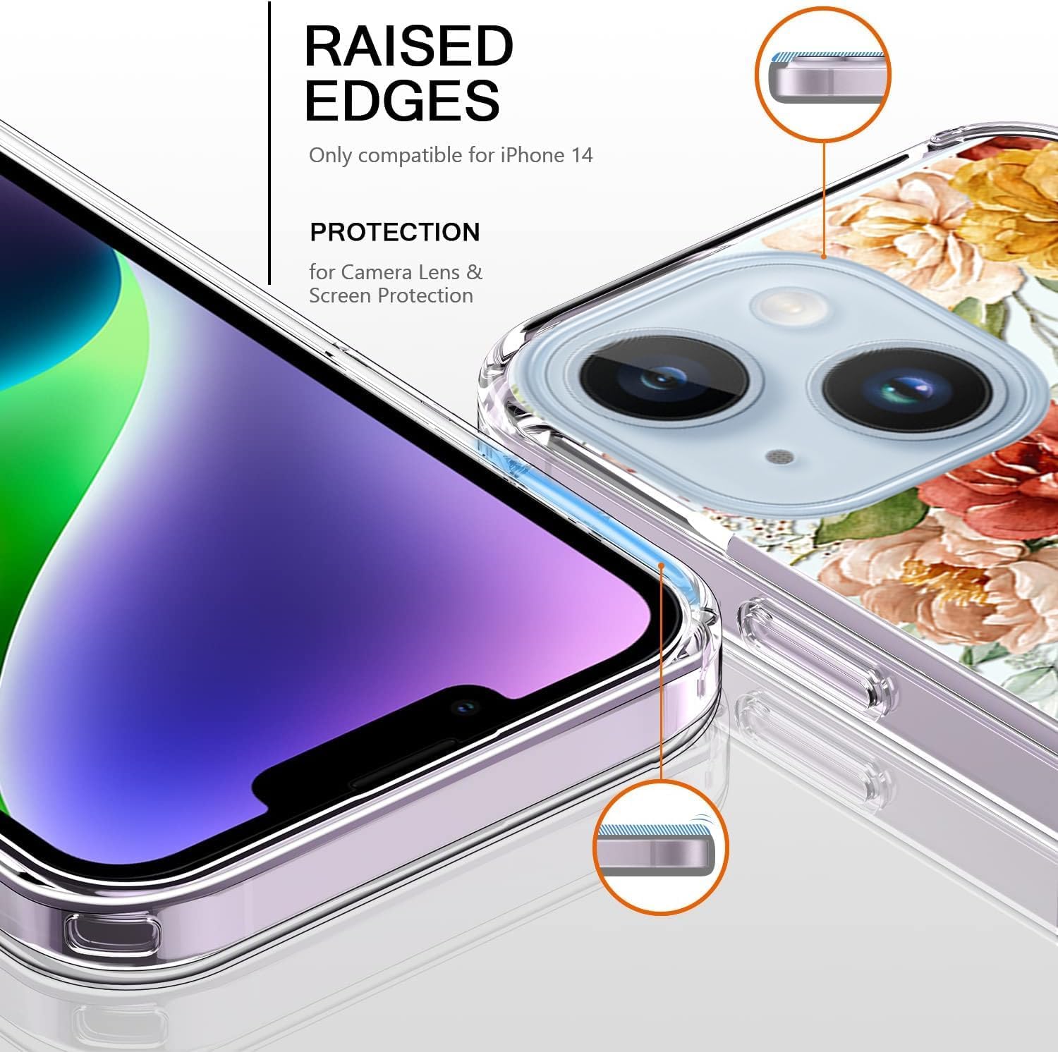 Funda protectora transparente con diseño de flores estéticas para iPhone 15 de 6.1 pulgadas (2023), funda protectora de TPU suave y delgada para