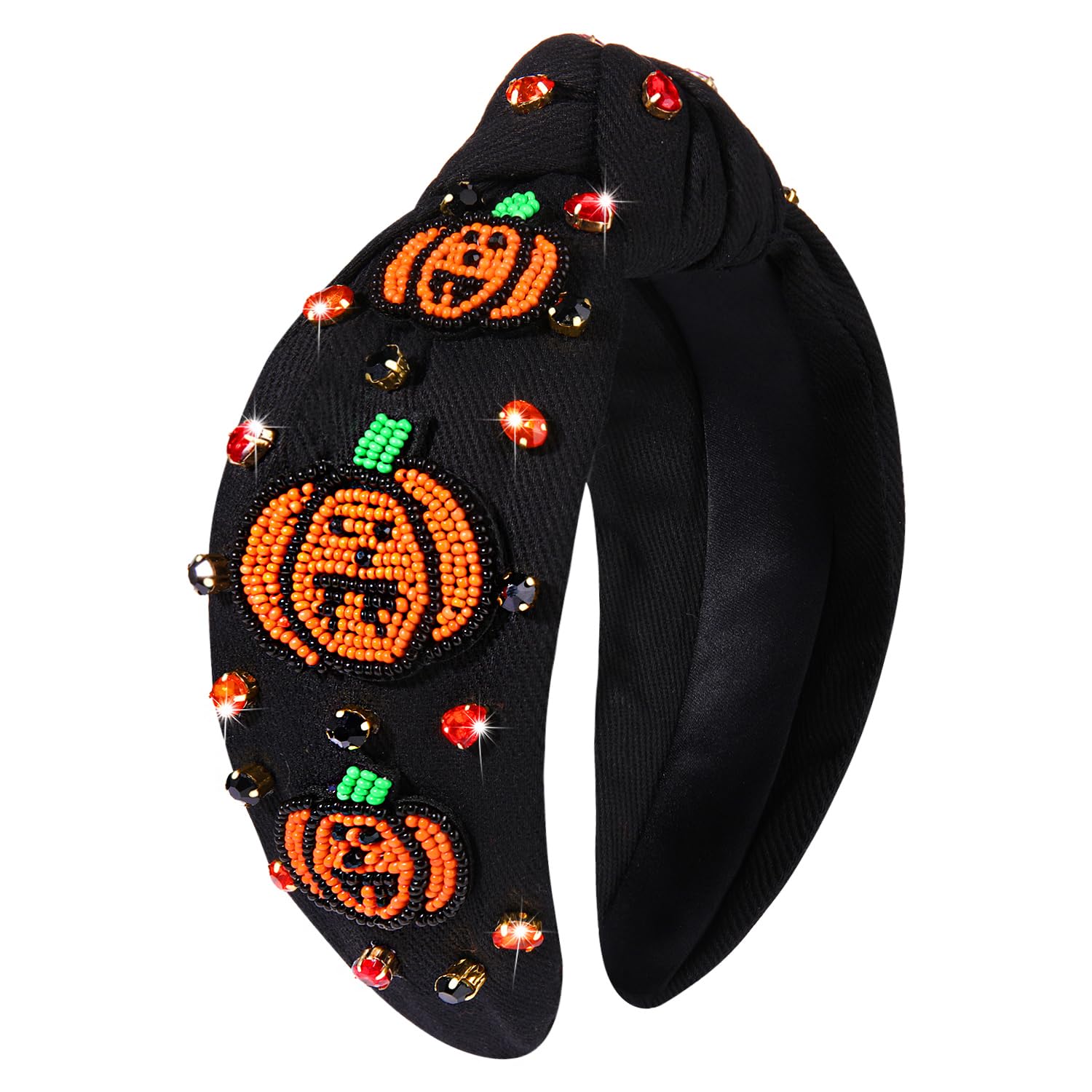 YAHPERN Diadema de Halloween para mujer, diadema espeluznante de calabaza, araña, fantasma, diadema con diamantes de imitación, diadema anudada de
