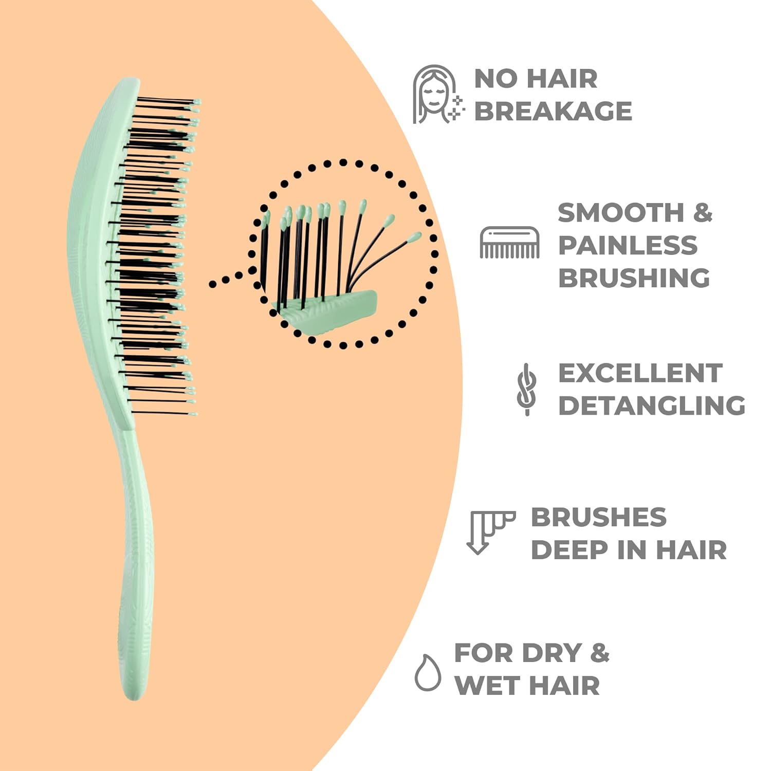 Ninabella Cepillo orgánico desenredante para el cabello para mujeres, hombres y niños  no tira del cabello  Cepillos alisadores de cabello para