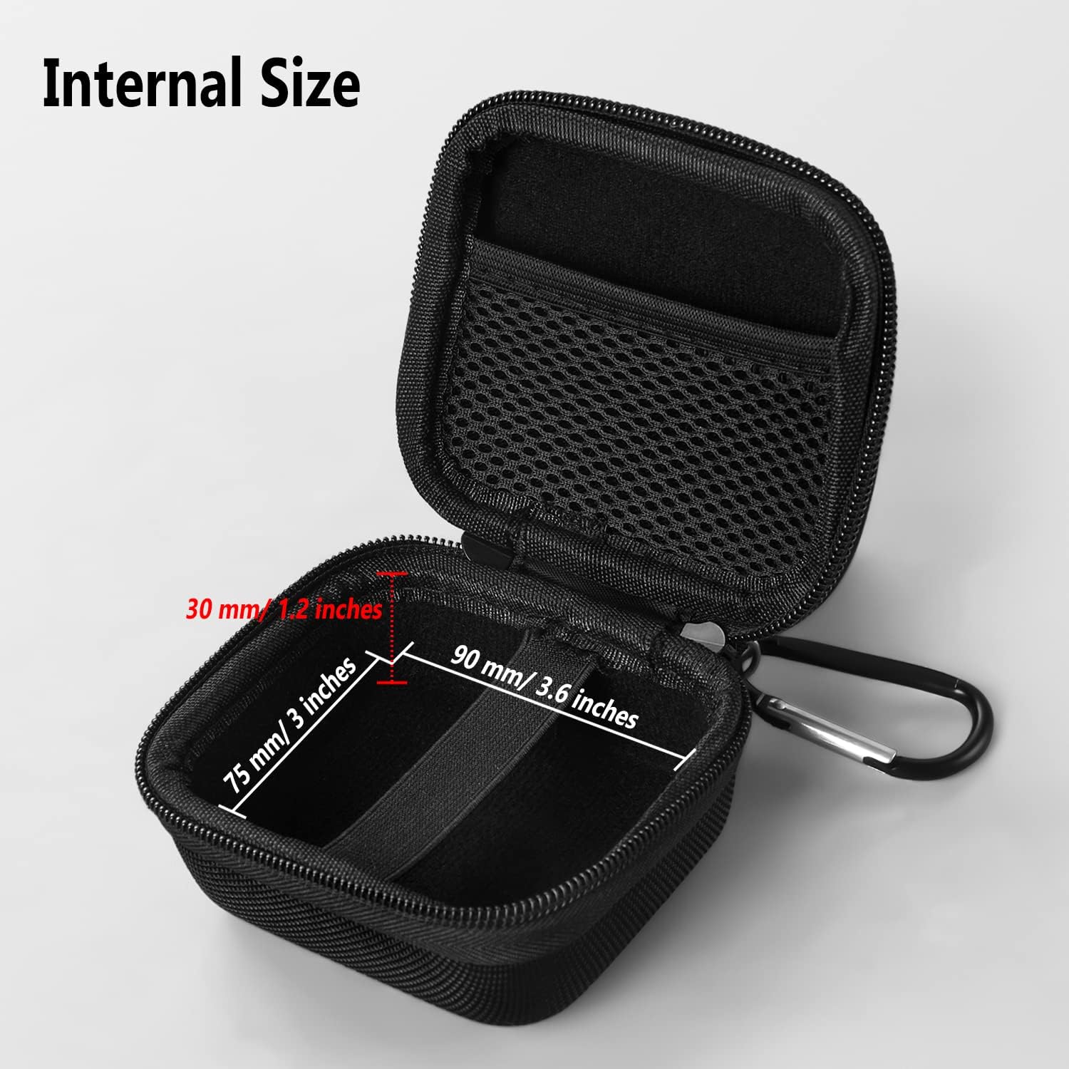 Geiomoo Estuche rígido para auriculares EVA, cubierta de almacenamiento portátil con mosquetón y correa (negro)