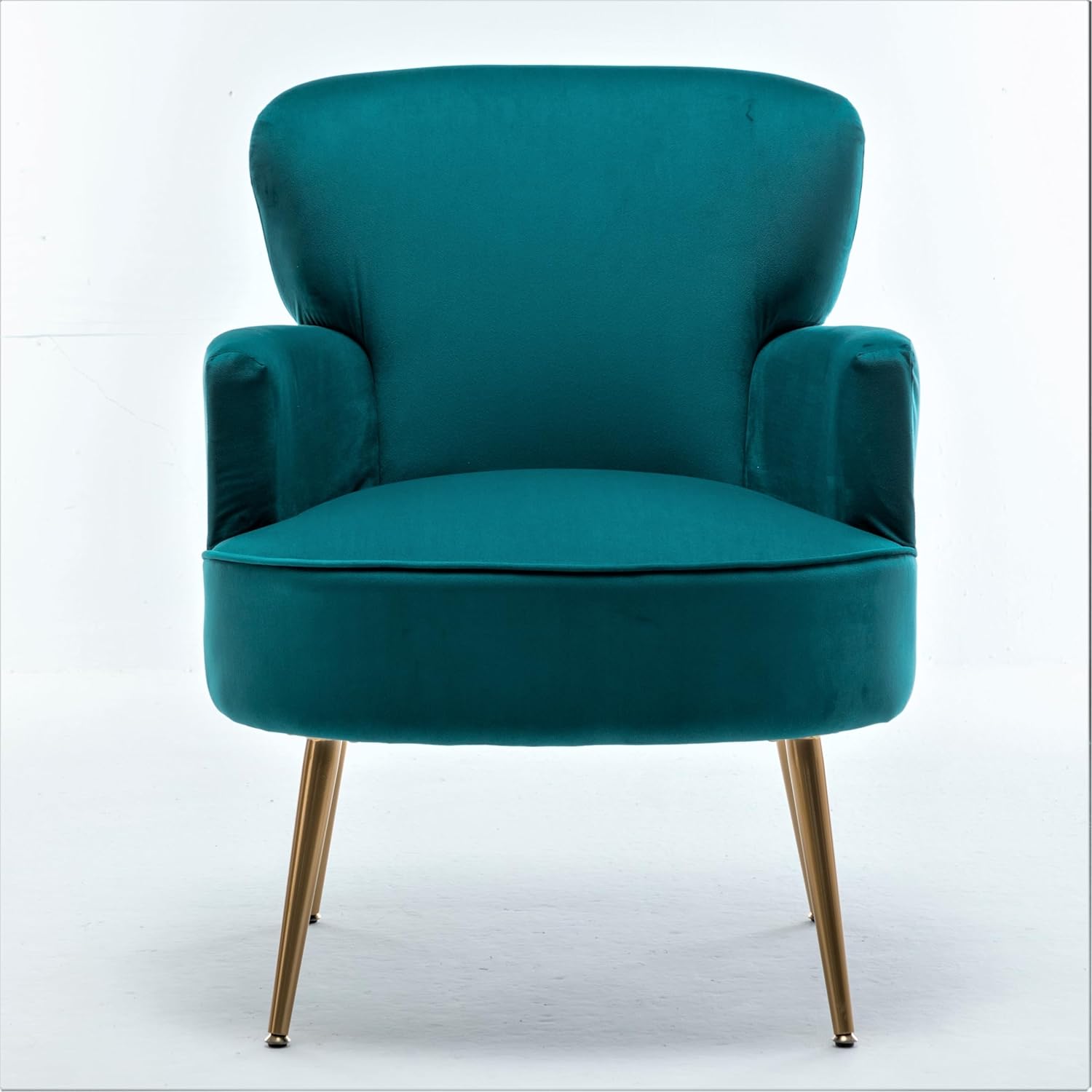 Silla decorativa de terciopelo con patas de metal dorado, sillón tapizado para espacios pequeños a medianos, sala de estar moderna, dormitorio,