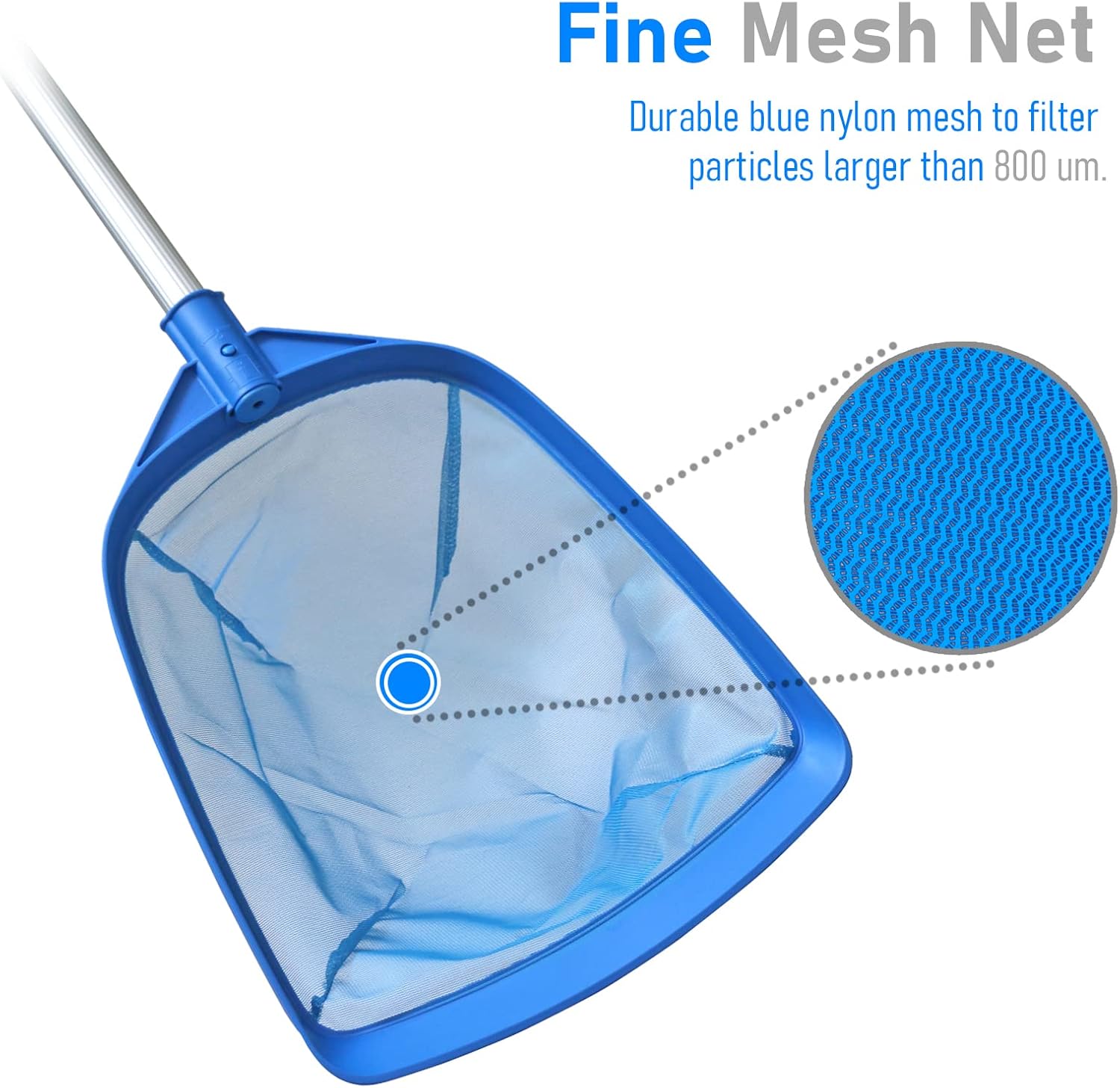 Red de desnatador de hojas para piscina, con 5 secciones telescópica de aluminio y malla fina de nailon, herramienta de limpieza de piscina para