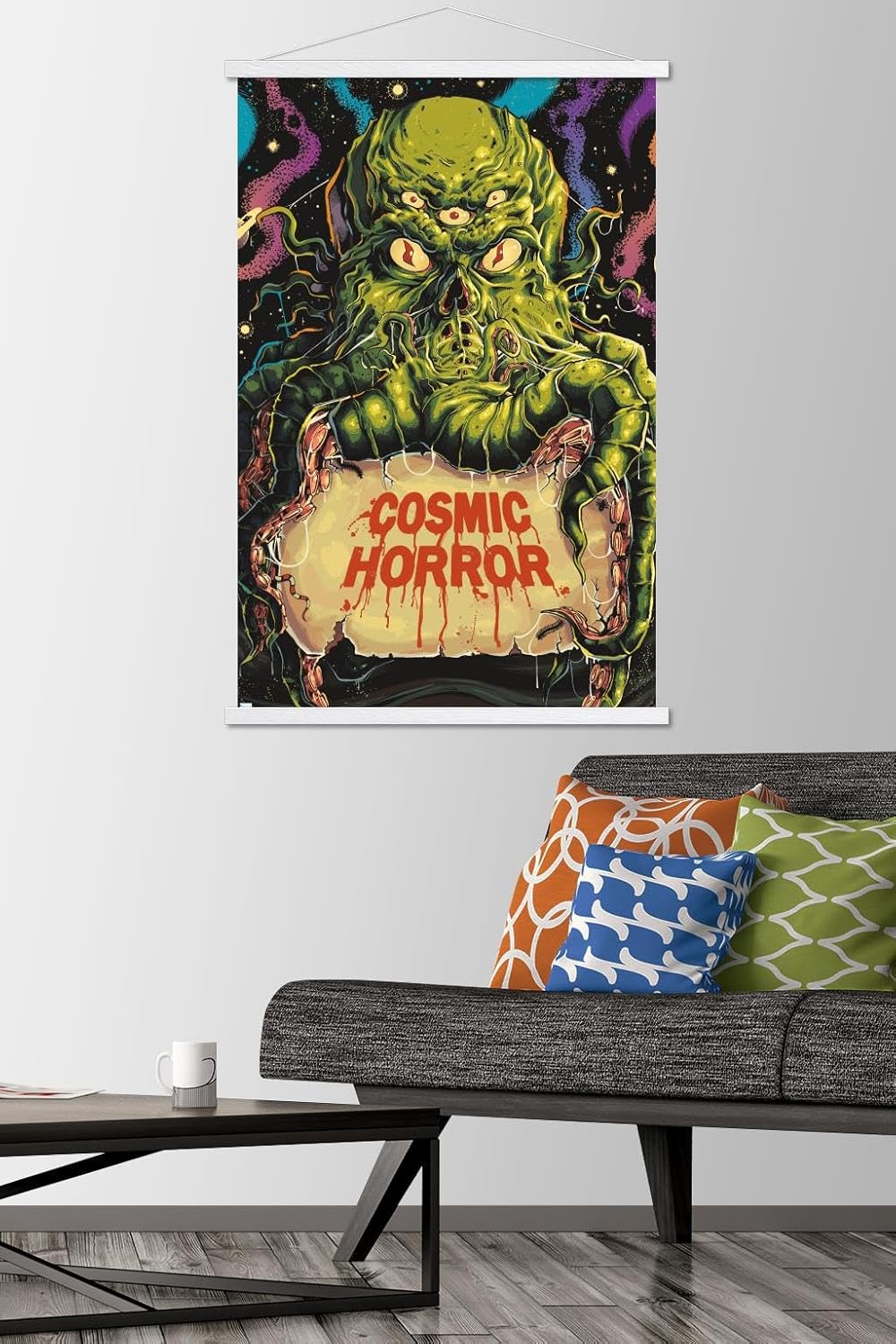 Trends International Cthulhu Monster – Póster de pared clásico de terror con marco magnético