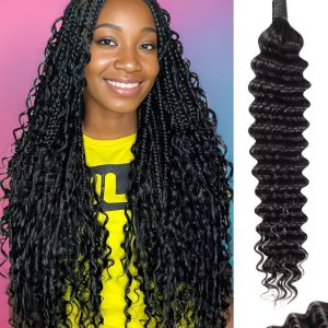 1 paquete de 1 paquete de 1.76 oz (50 g), 16 pulgadas, cabello humano ondulado de agua profunda a granel para trenzar sin trama 10A, extensiones de 1 paquete de 1 paquete de 1.76 oz (50 g), 16 pulgadas, cabello humano ondulado de agua profunda a granel para trenzar sin trama 10A, extensiones de
