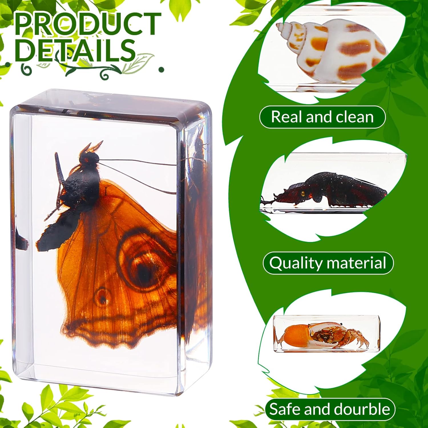 40 piezas de insectos en resina colección de insectos pisapapeles insectos reales en resina, varios insectos preservados en resina colección de