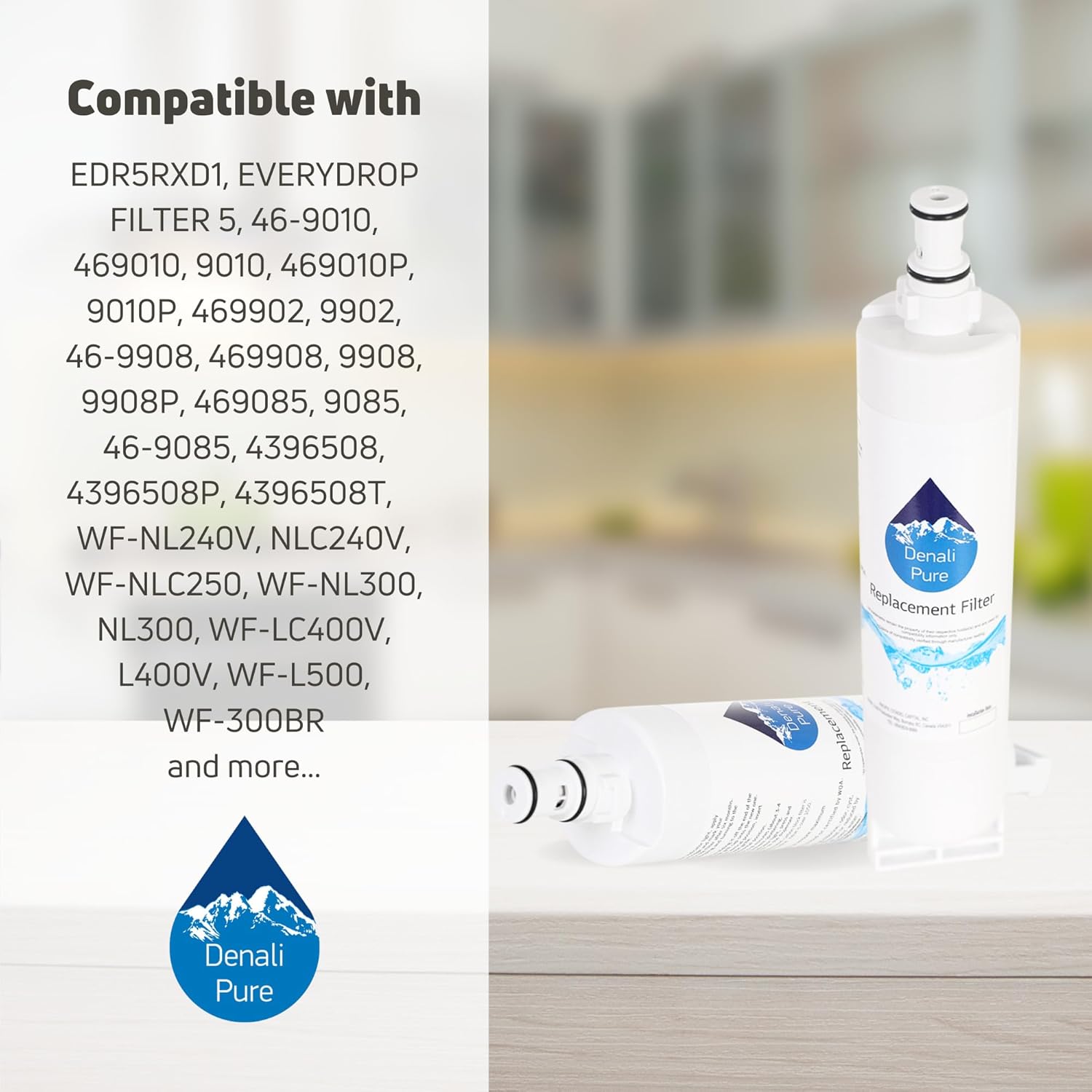 Paquete de 2 filtros de agua de repuesto para refrigerador Whirlpool 2203220, compatible con cartucho de filtro de agua para refrigerador Whirlpool