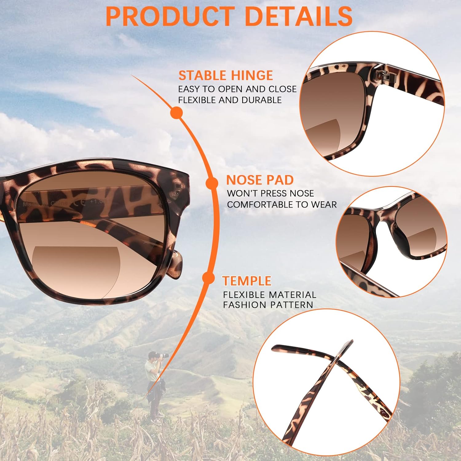 STASTEND 4 Pack Bifocal Reading Sunglasses for Women Men,UV400 Sun Readers Glasses