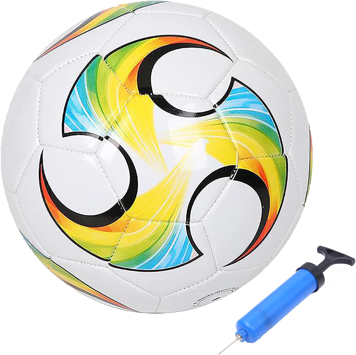 ABAJI Balón de fútbol Tamaño 2,3,4,5 Superficie de PU Tejido apretado Color vivo con bomba y aguja Adecuado para entrenamiento o regalo