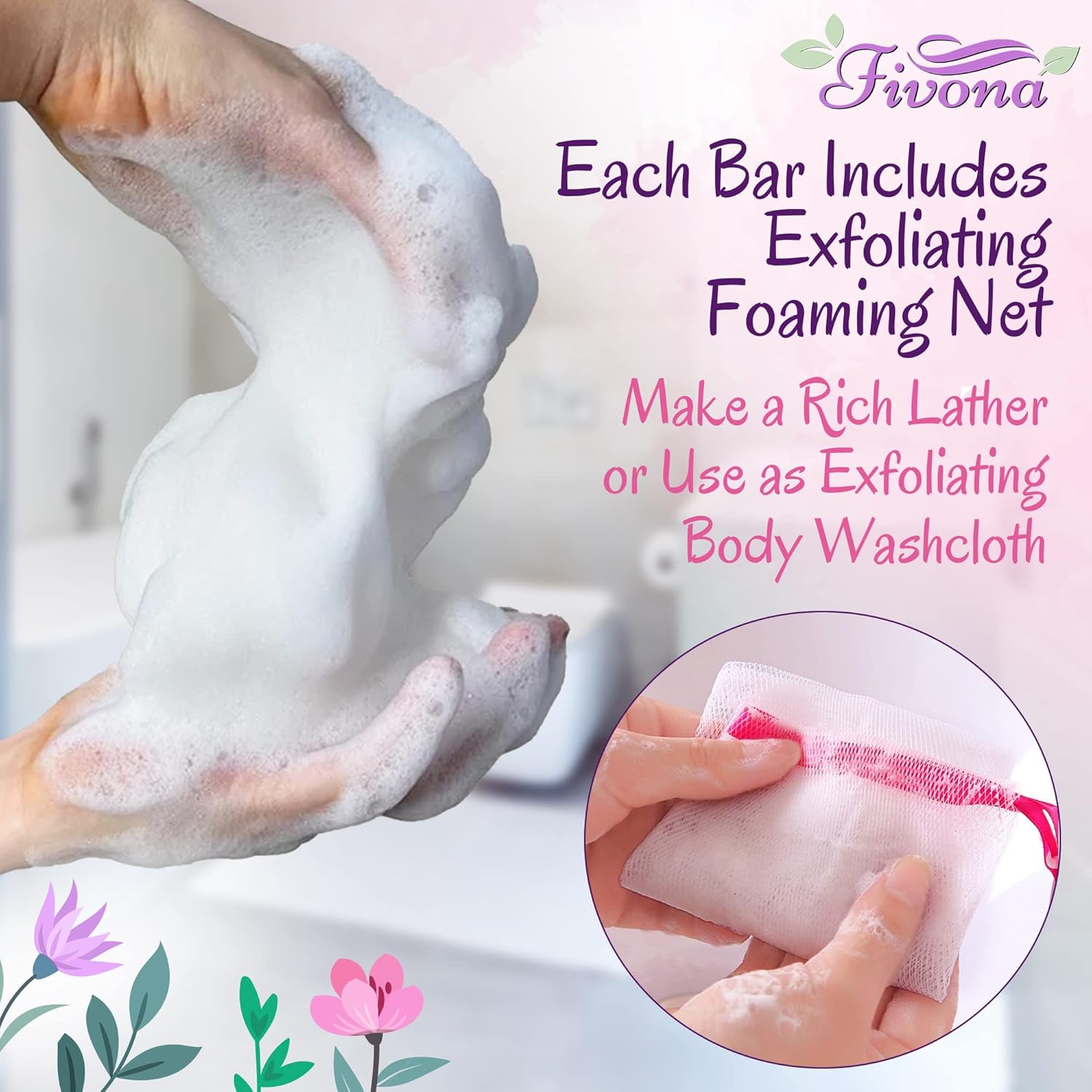 FIVONA Yoni – Juego de 3 barras de jabón a base de hierbas para un lavado íntimo femenino suave y todo el cuerpo, totalmente natural, hecho a mano,