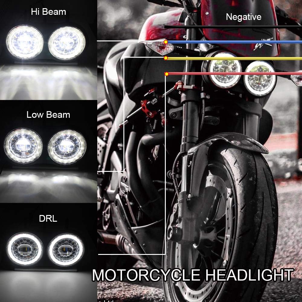 KUQIQI Buell XB – Proyector de faros delanteros LED para motocicleta, luces duales con halo blanco DRL, apto para Buell xb Modelo 2003 2004 2005
