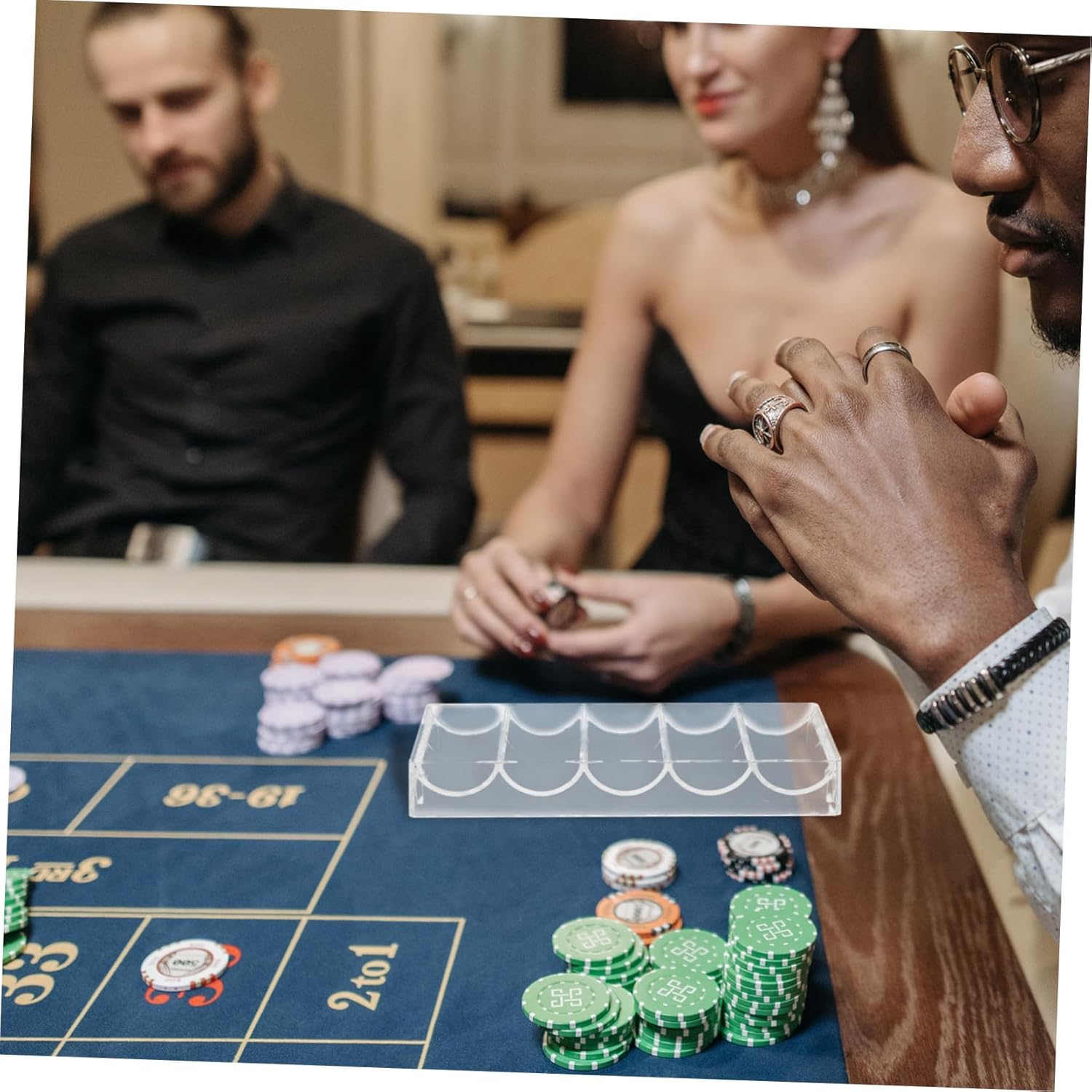 SAFIGLE Chips Portátiles Poker Chip Holder Hogar Poker Chip Bandeja Poker Caja de chip Transparente Caja de chip Diario Chip Caja de chip Rack Caja