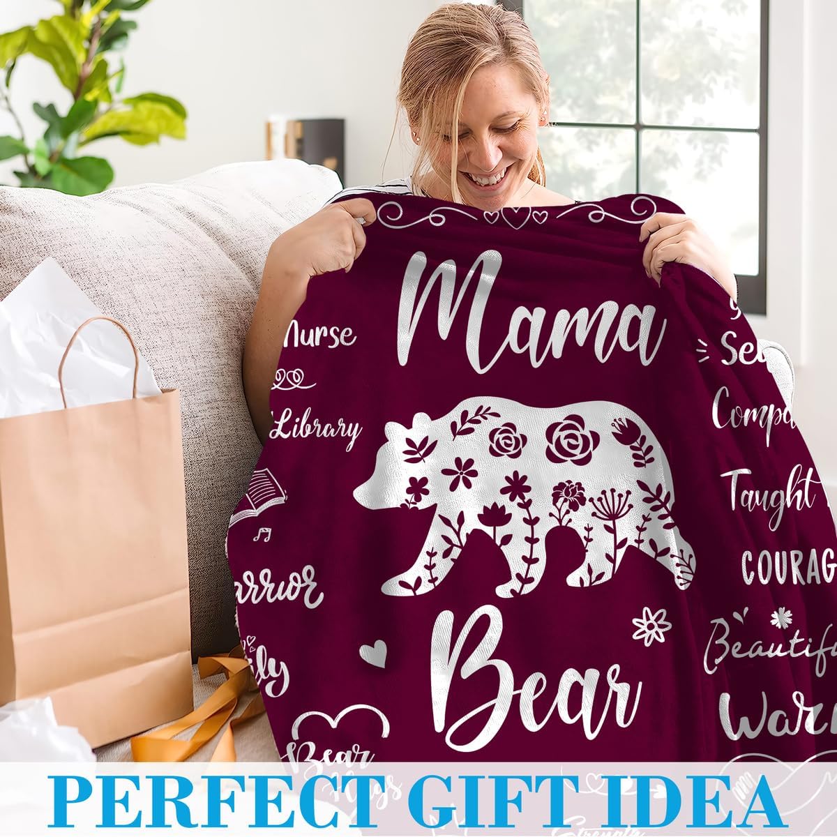 Regalos para mamá de hija hijo para el día de la madre, manta de mamá oso, regalos de cumpleaños para mamá, regalo del día de la madre, regalos para