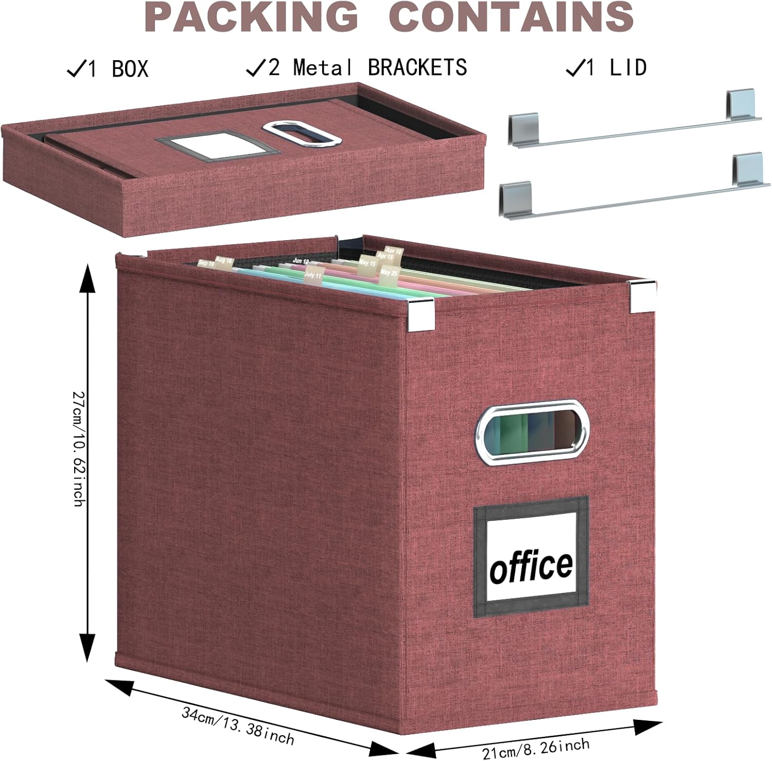 Huolewa Cajas organizadoras de archivos con bolsillo de malla, juego de 2, cajas organizadoras de archivos colgantes para archivos y carpetas de
