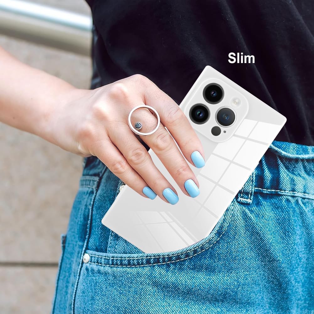 BITOBE Diseñada para iPhone 15 Pro, funda cuadrada linda para mujeres, niñas y hombres, funda protectora suave de TPU inalámbrico de 6.1 pulgadas,