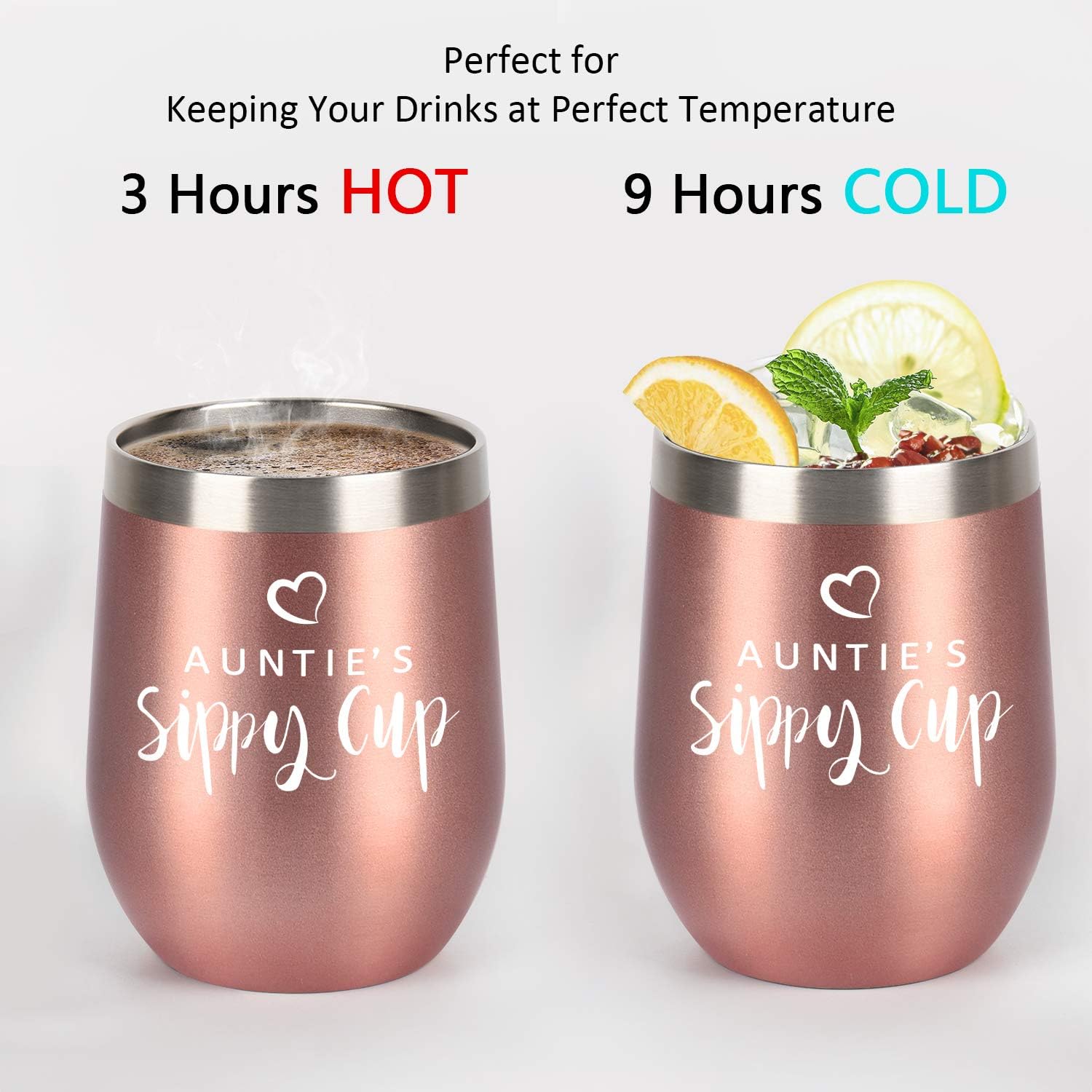 Vaso de vino con tapa, regalos para el día de la madre para tías, regalos de cumpleaños para tías, regalos para la mejor tía, de sobrina, sobrino,