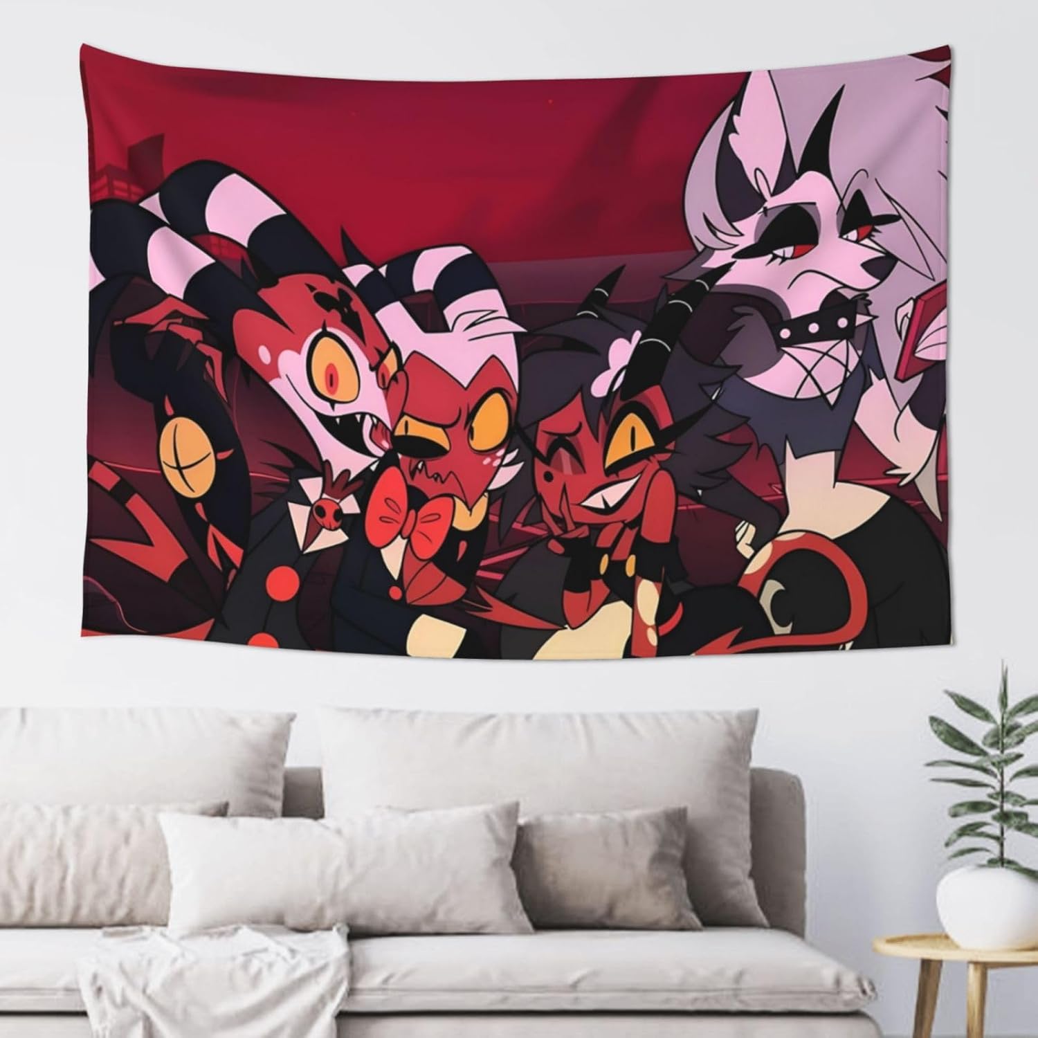 Helluva Boss Tapiz ondulado para colgar en la pared, decoración del hogar, manta de pared para dormitorio, sala de estar, dormitorio, póster (60 x