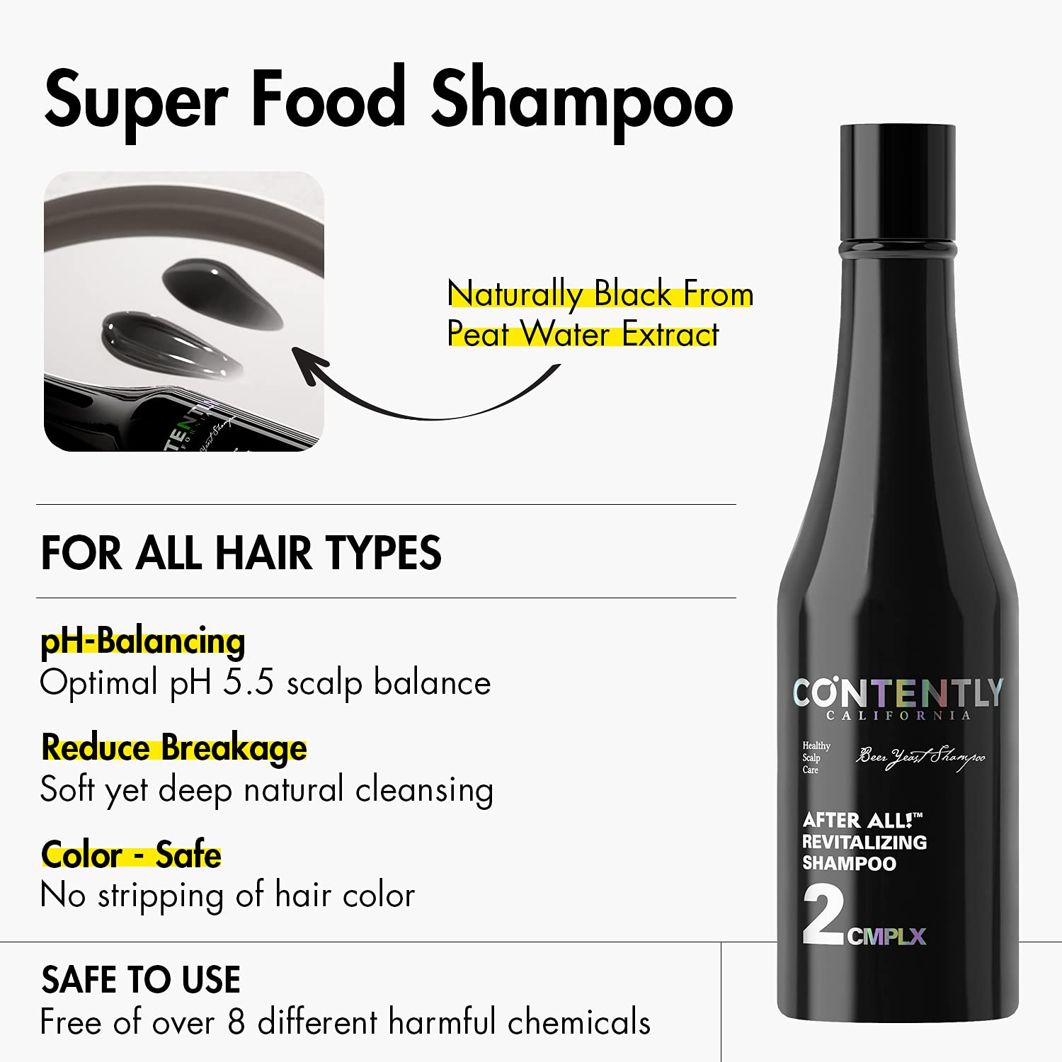 Contently Después de todo! Champú revitalizante 10.14 onzas líquidas Champú voluminizador para el cuero cabelludo más fuerte y saludable rico en
