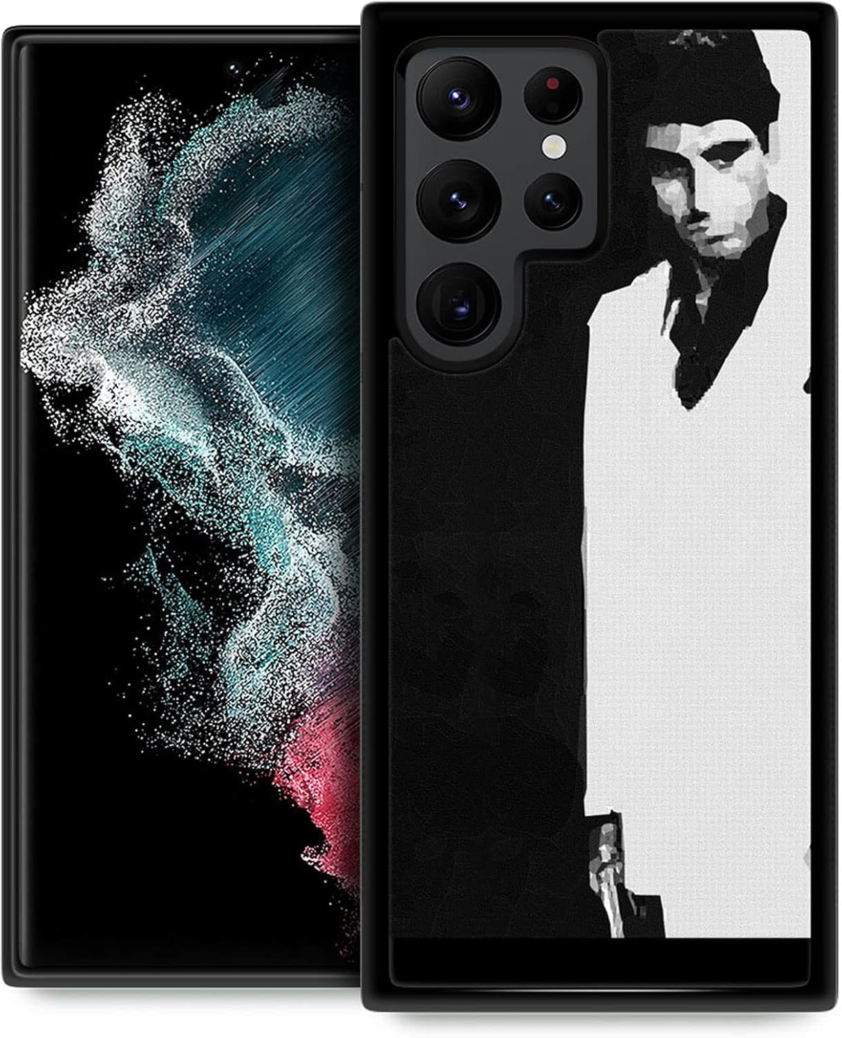 Funda compatible con Samsung Galaxy S22 Ultra, funda para Samsung Galaxy S22 Ultra con patrón de hombre en blanco y negro, para niñas y mujeres,