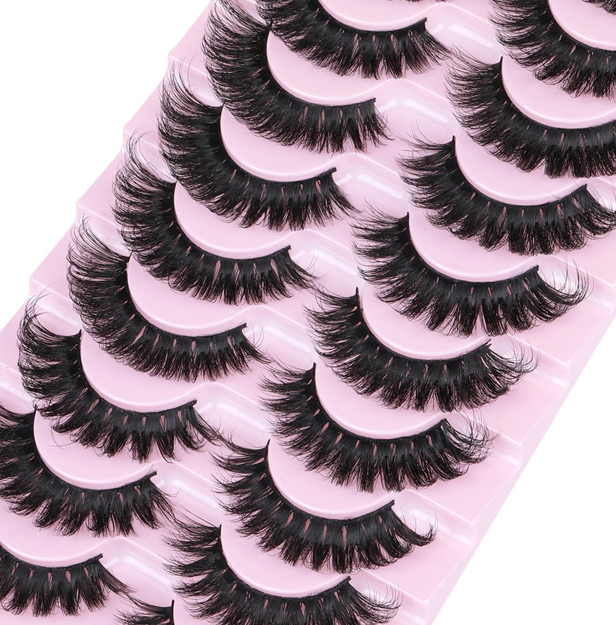 Kiromiro Pestañas postizas de ojo de gato, aspecto natural, pestañas rizadas en D, volumen 3D, pestañas de visón sintético, esponjosas, paquete de