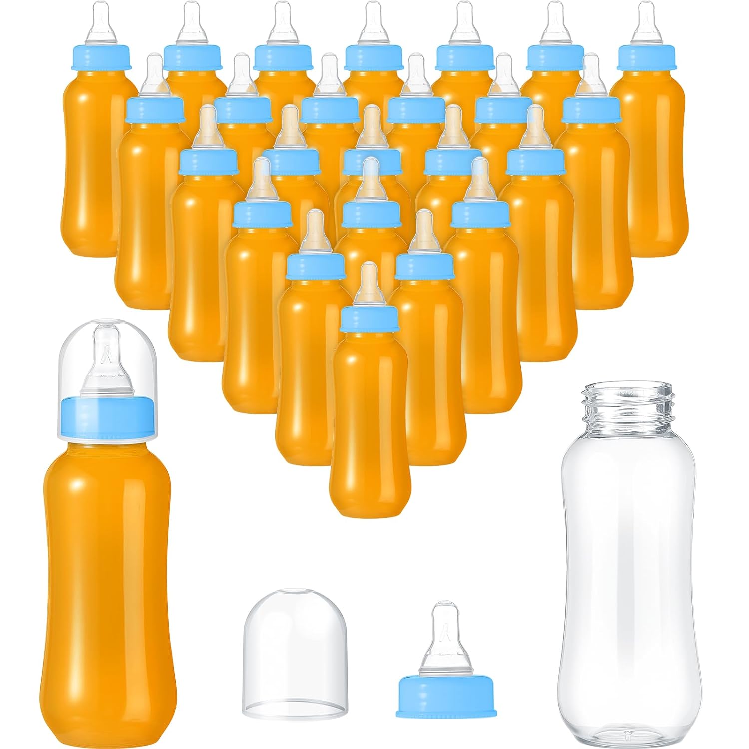 Norme 24 botellas de plástico para baby shower, 9.5 onzas, para baby shower, juegos, fiesta, regalos, botellas de leche para niños, regalos de