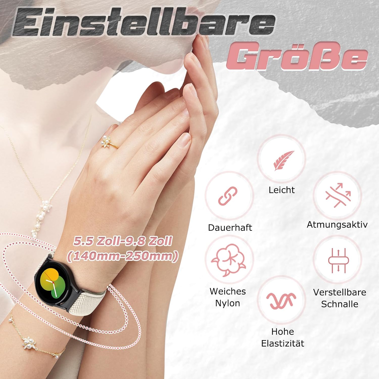 Correas elásticas de reloj compatibles con Samsung Galaxy Watch 654 de 1.575 pulgadas, 1.732 pulgadas, Galaxy Watch 6 Classic de 1.732 pulgadas,