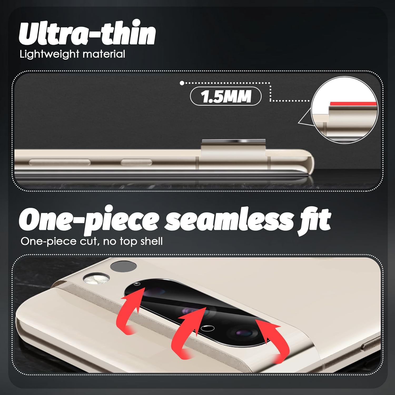 Orzero Paquete de 3 protectores de lente de cámara compatibles con Google Pixel 8 Pro, vidrio templado 9H de alta definición, antiarañazos, sin