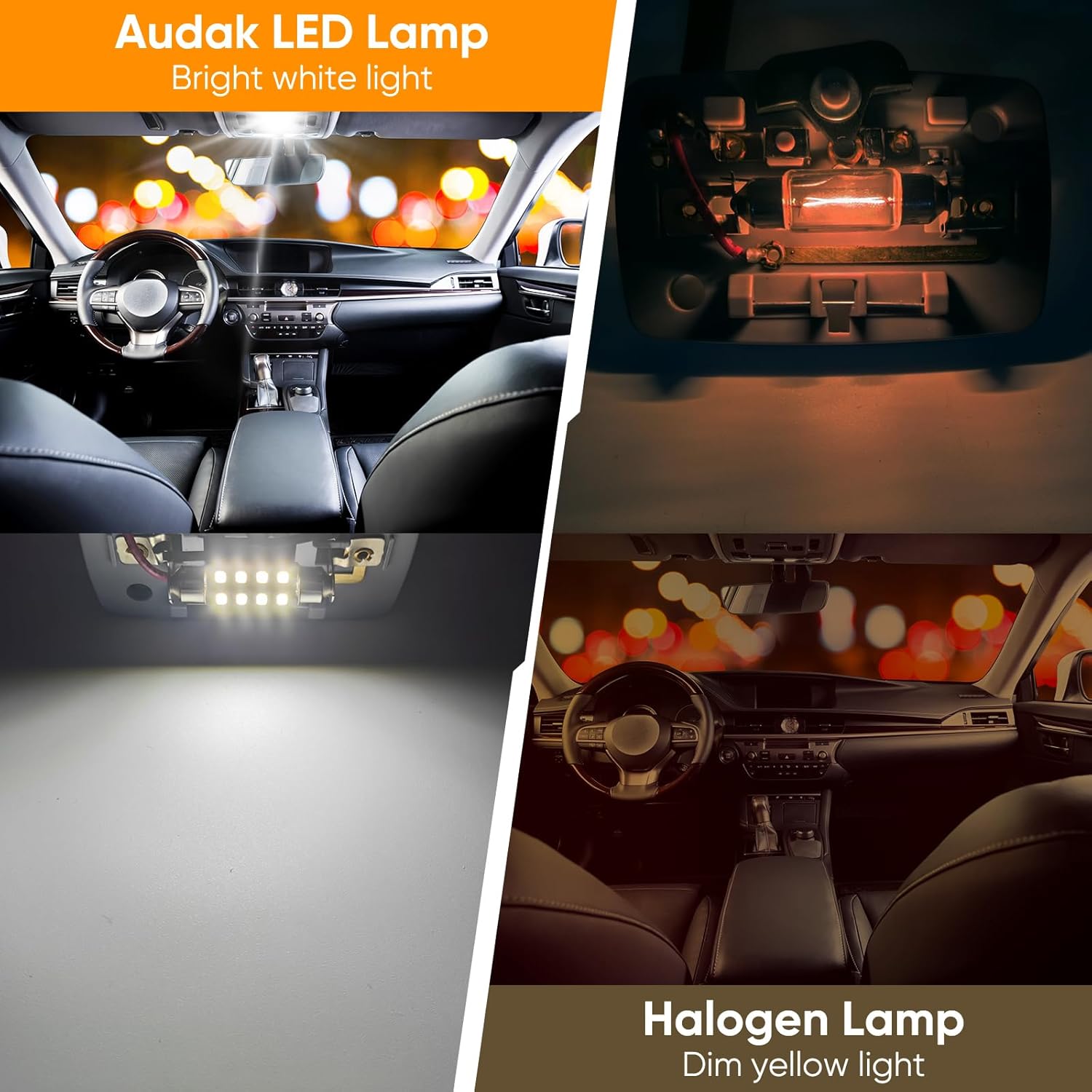Audak Festoon – Bombilla LED de 1.535 in 2835 8SMD Canbus sin errores, ajuste para luces interiores de cúpula de mapa, luces de cortesía, luces de