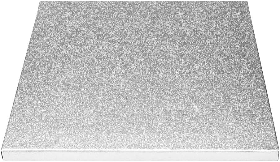 Pastry Tek – Tambor para pasteles de 8 pulgadas x 12 pulgadas de grosor, 1 tablero para pastel con borde cubierto, cuadrado, resistente a la grasa,