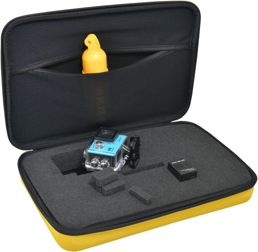 Bestshoot – Funda de transporte grande con funda protectora de espuma personalizable para cámara deportiva SJCAM Monopole Accesorios Yi 4K LCD SD