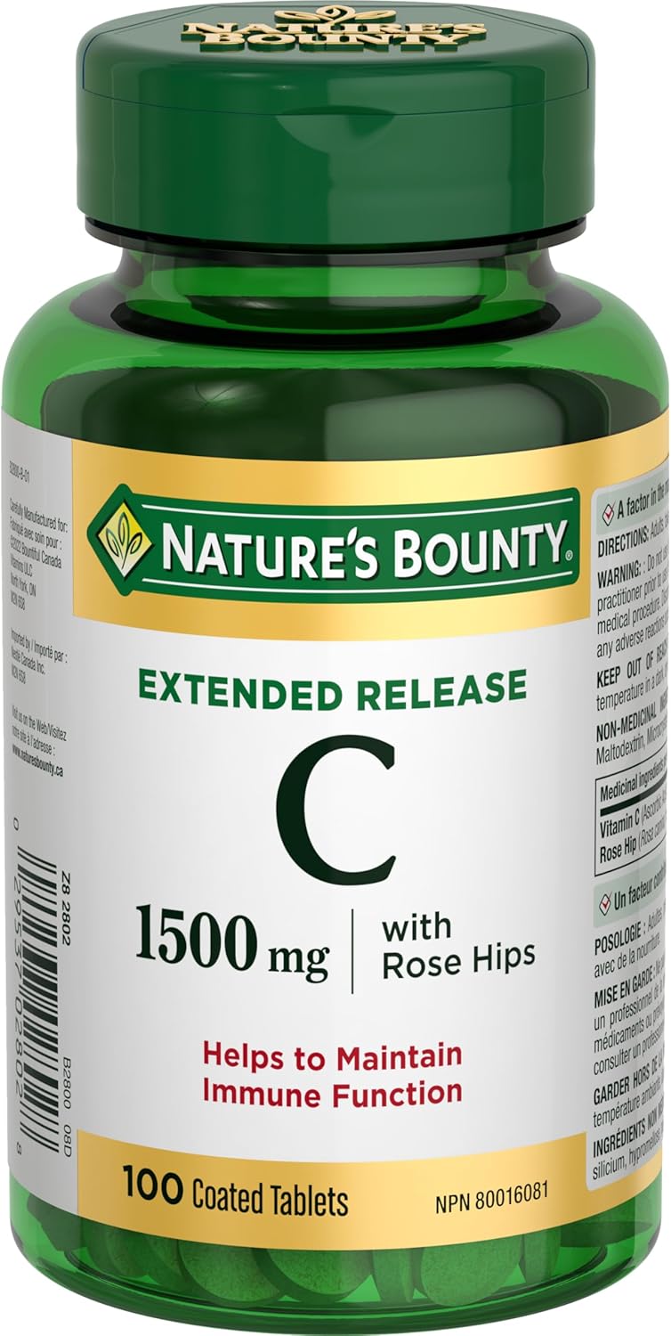 Nature’s Bounty Vitamina C-1500mg de liberación prolongada con escaramujos 100 unidades