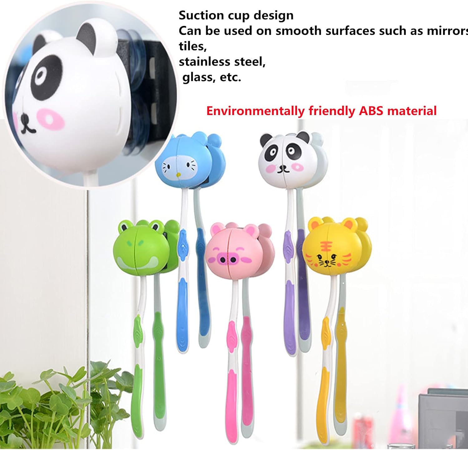 Estuche para cepillos de dientes a prueba de polvo para el hogar, montaje en la pared, bonita funda para cepillo de dientes con ventosa de dibujos