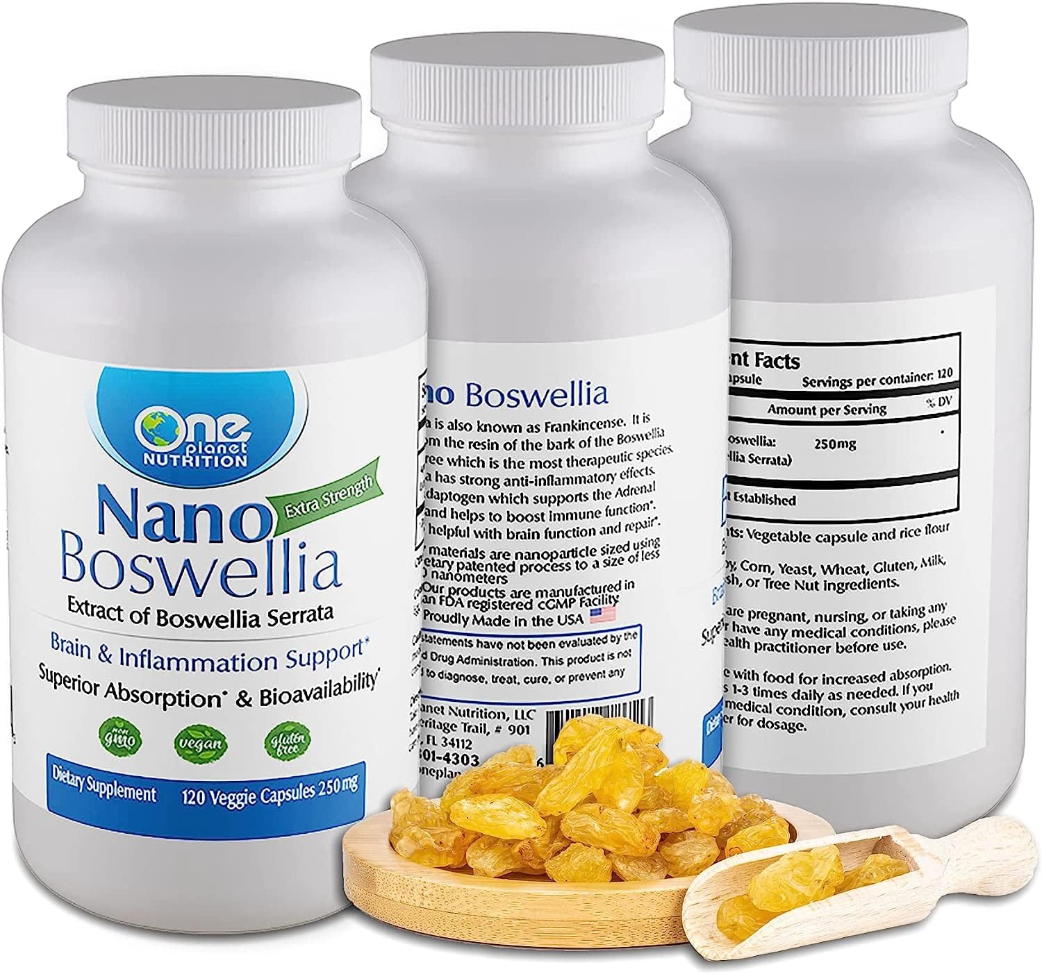 One Planet Nutrition Nano Boswellia 250mg – Suplemento de nanopartículas, suplemento de incienso – Suplementos de apoyo y vitaminas a base de