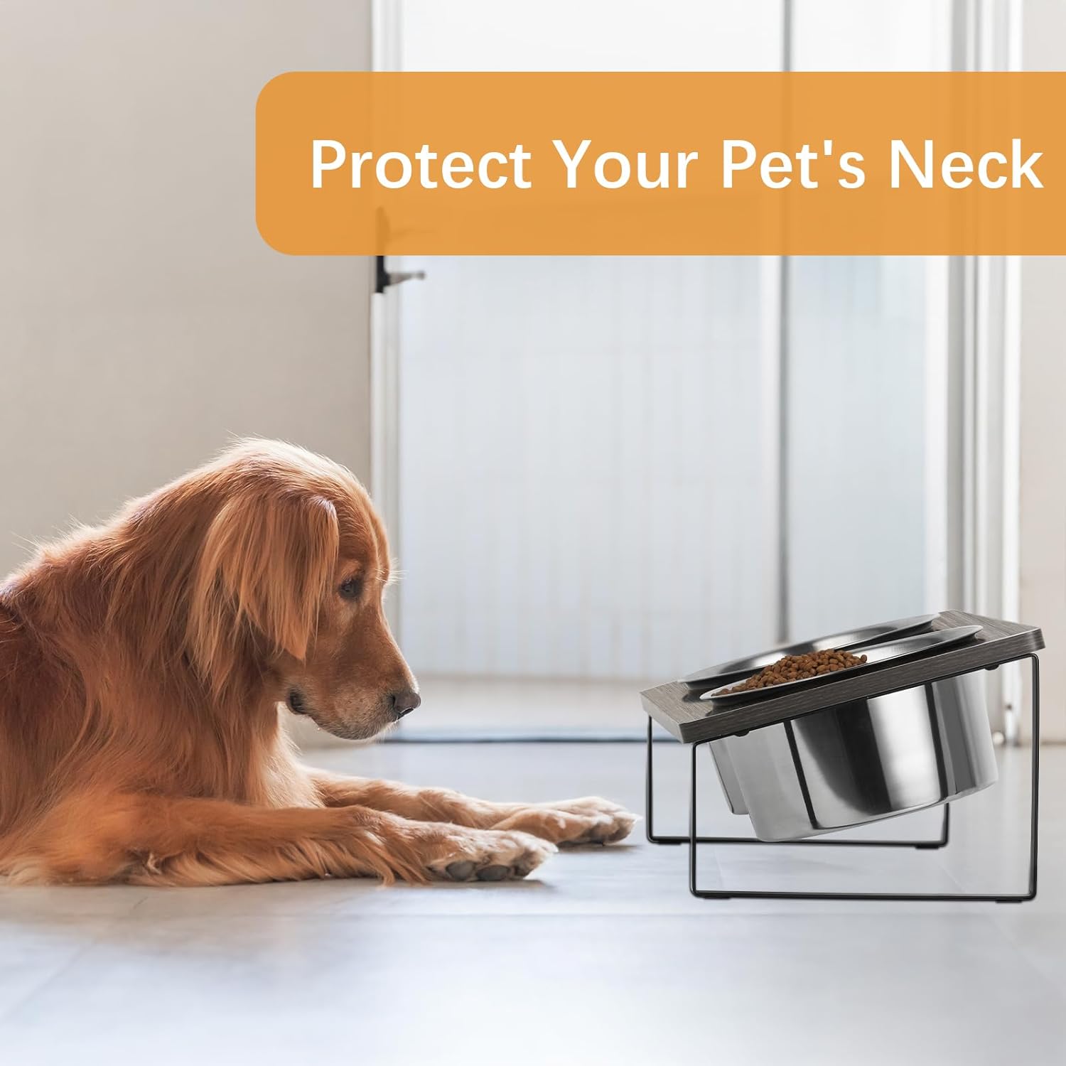 Cuencos elevados para perros, comedero elevado para mascotas para perros pequeños, cuenco elevado para gatos con 2 platos de acero inoxidable,