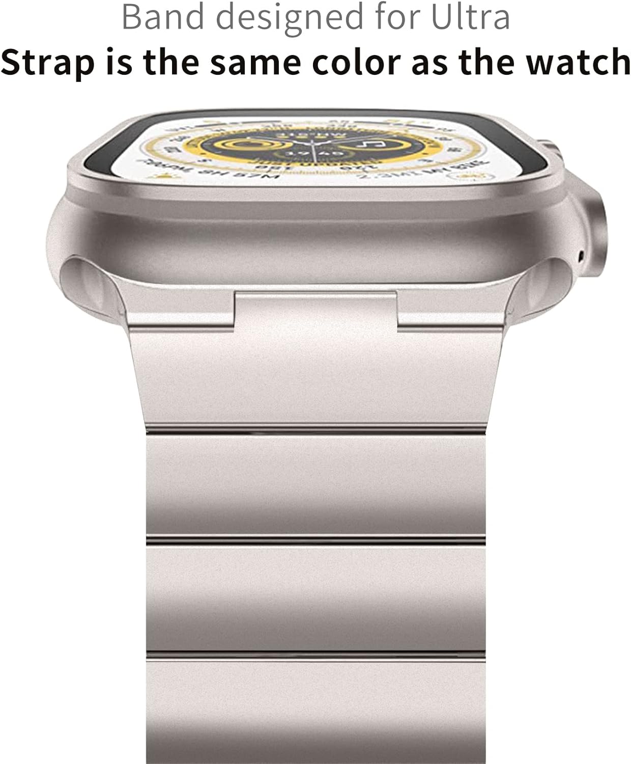 Correa de acero inoxidable para Apple Watch Ultra Band 1.929 in, correa de metal para iWatch 8 Ultra 1.929 in Series Banda de reloj de gama alta