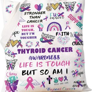 PXTIDY Bolsa de mano para concientización sobre el cáncer de tiroides, regalo para sobrevivientes de cáncer de tiroides, bolsa de apoyo para el PXTIDY Bolsa de mano para concientización sobre el cáncer de tiroides, regalo para sobrevivientes de cáncer de tiroides, bolsa de apoyo para el