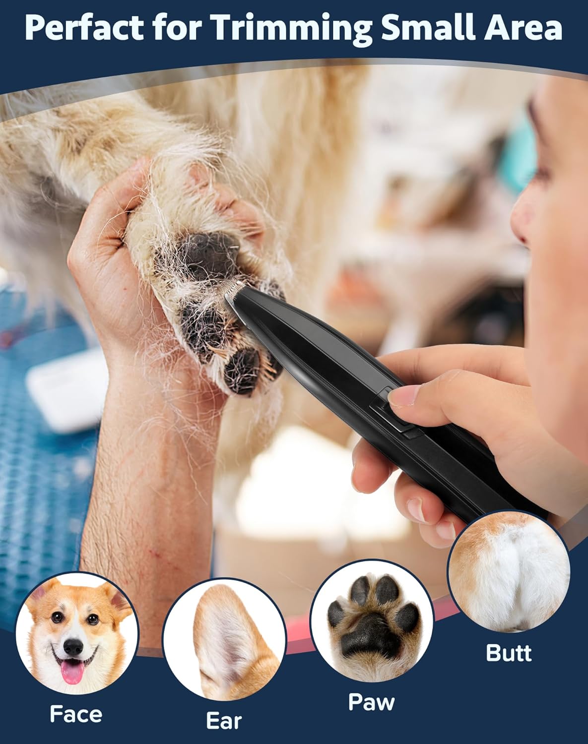 Cortapelos para perros para aseo, recortadora inalámbrica de pelo de mascotas pequeñas para perros y gatos, cortadora eléctrica de bajo ruido para