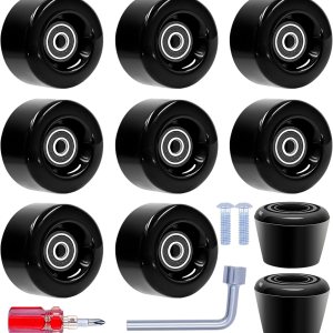 Paquete de 8 ruedas para patines con rodamientos instalados y 2 topes de dedos para patinaje de doble fila, patines cuádruples y patineta para uso Paquete de 8 ruedas para patines con rodamientos instalados y 2 topes de dedos para patinaje de doble fila, patines cuádruples y patineta para uso