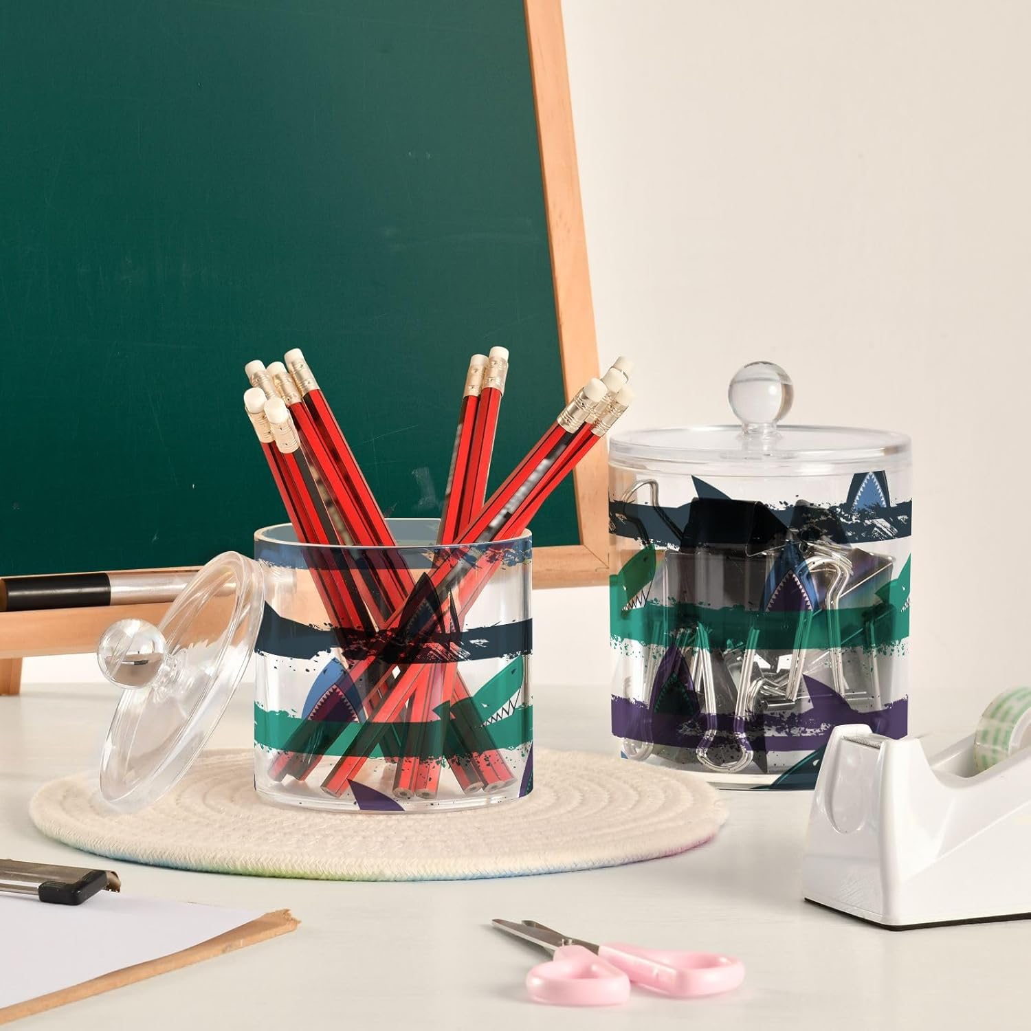 Shark Jars with Lids Containers Jar Bathroom Storage Containers Canisters Cotton Ball Holder for Dorm Room Essentials for College Students Girls