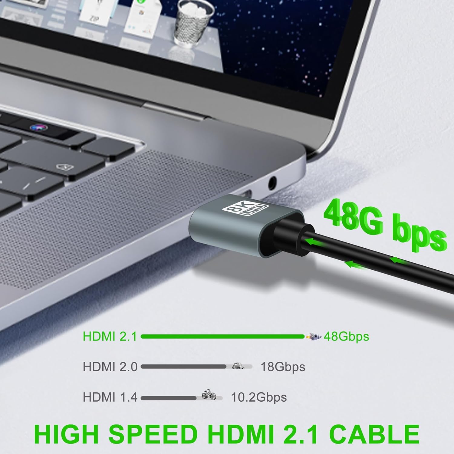 Cables HDMI ultrafinos de 3.3 pies, delgado y flexible, suave 8K 4K HDMI a HDMI cable (cable HDMI), compatible con 4K 120Hz 8K 60Hz 48Gbps para Roku