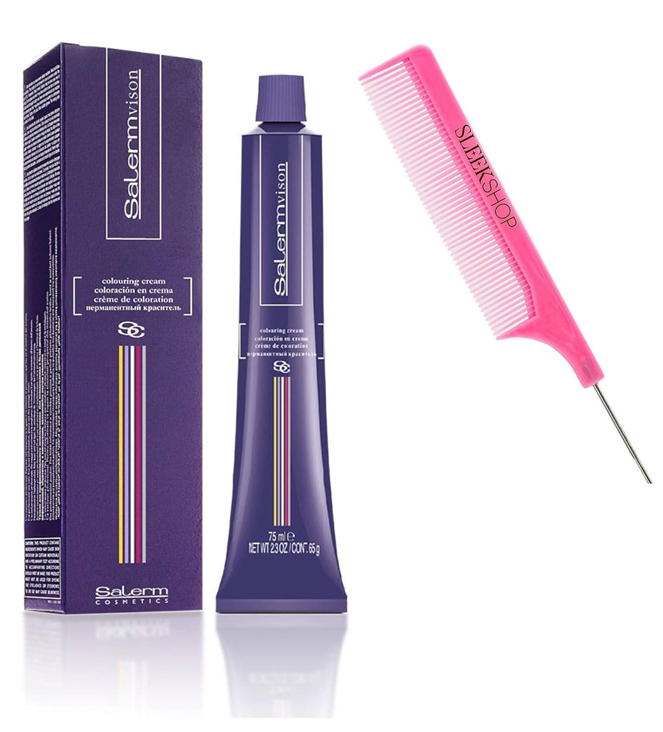 vask SIeekshop Comb + Langelym Cosmetics VISION – Tinte permanente en crema para el cabello (con peine rosa SIeekshop), color en crema, color rubio