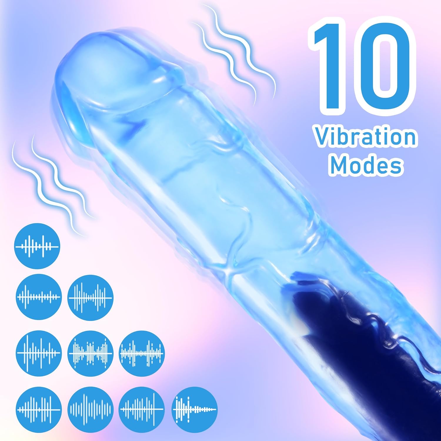 Consolador vibrador realista, consoladores vibradores pequeños de punto G de 7 pulgadas con ventosa para mujeres, hombres, azul