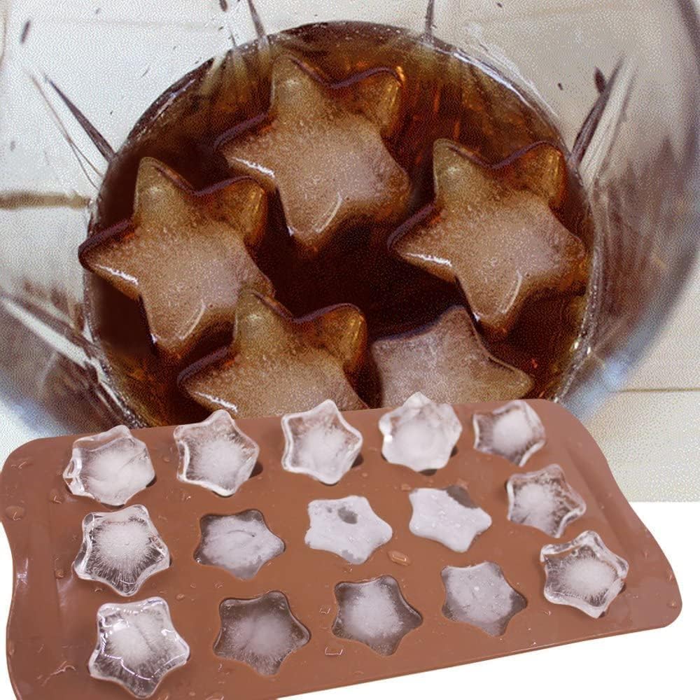 Molde de silicona con forma de estrella, molde antiadherente para chocolate, 2 unidades, 15 cavidades para dulces, postres, gelatina, cubitos de