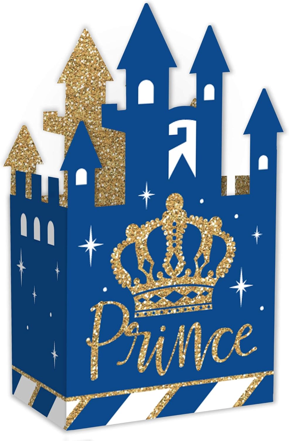 Big Dot of Happiness Royal Prince Charming – Cajas de regalo para baby shower o fiesta de cumpleaños, cajas de castillo, juego de 12