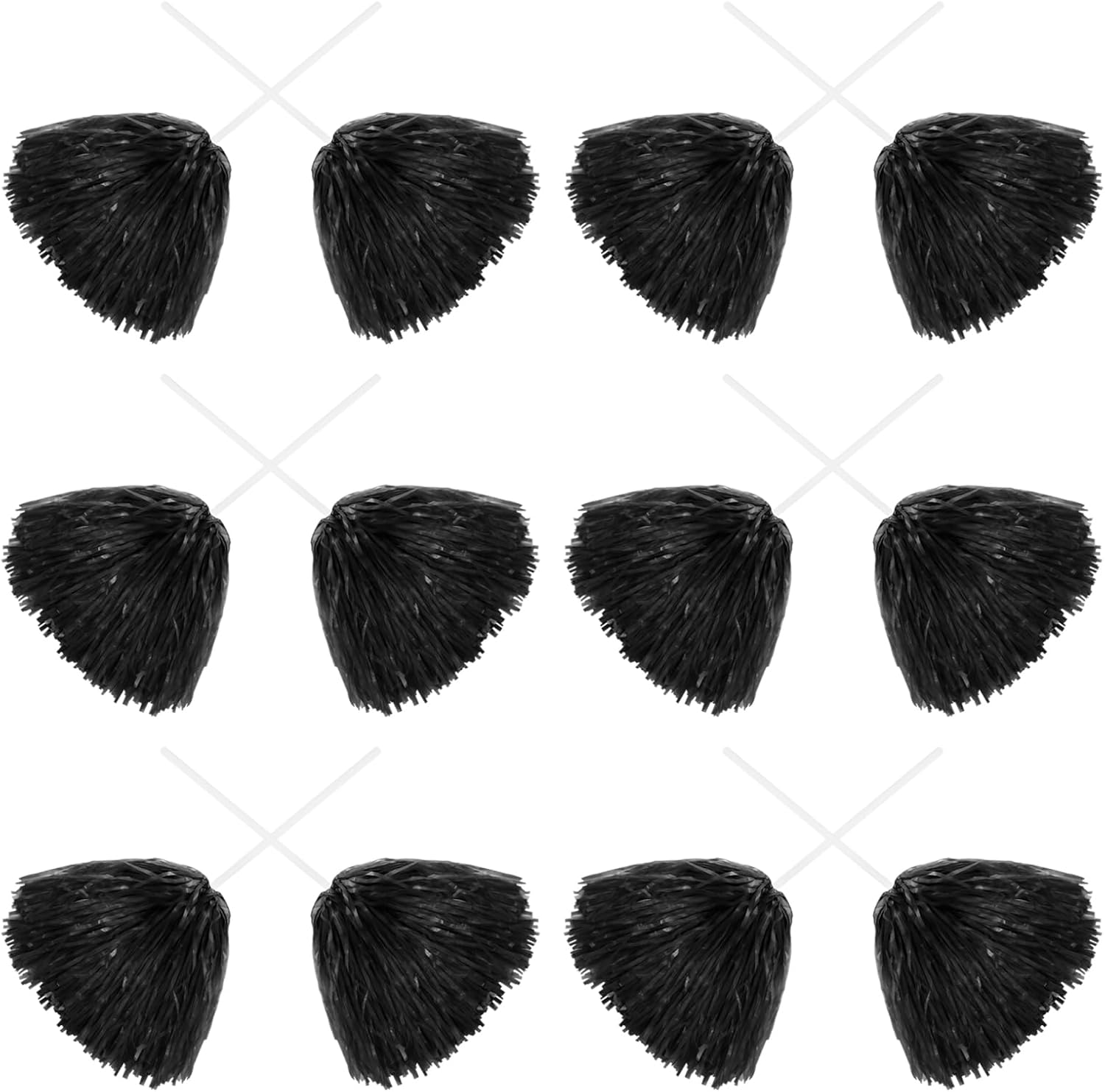 Gledich Paquete de 12 pompones de animadora con mango largo, pompones de plástico esponjosos, flores de mano, pompones de animadora para escuadrones