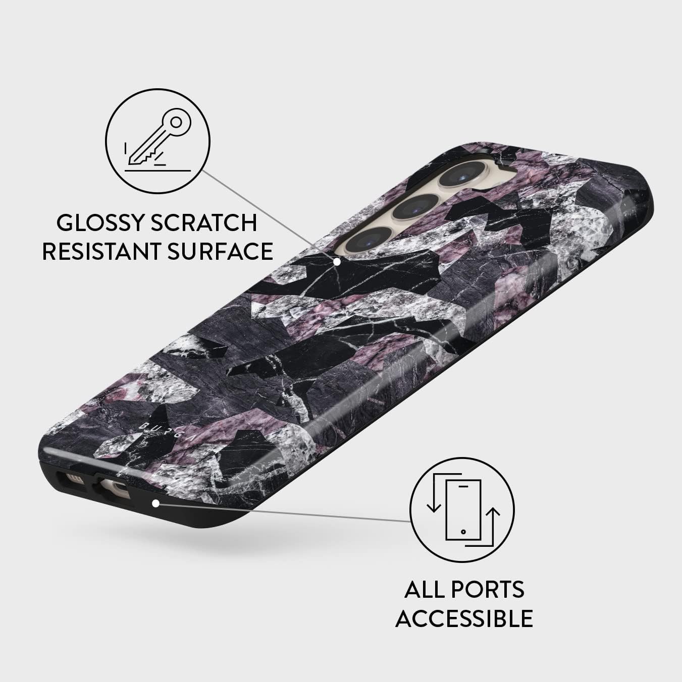 BURGA Funda para teléfono compatible con Samsung Galaxy S23 Plus, carcasa rígida híbrida de 2 capas + funda protectora de silicona, diseño de