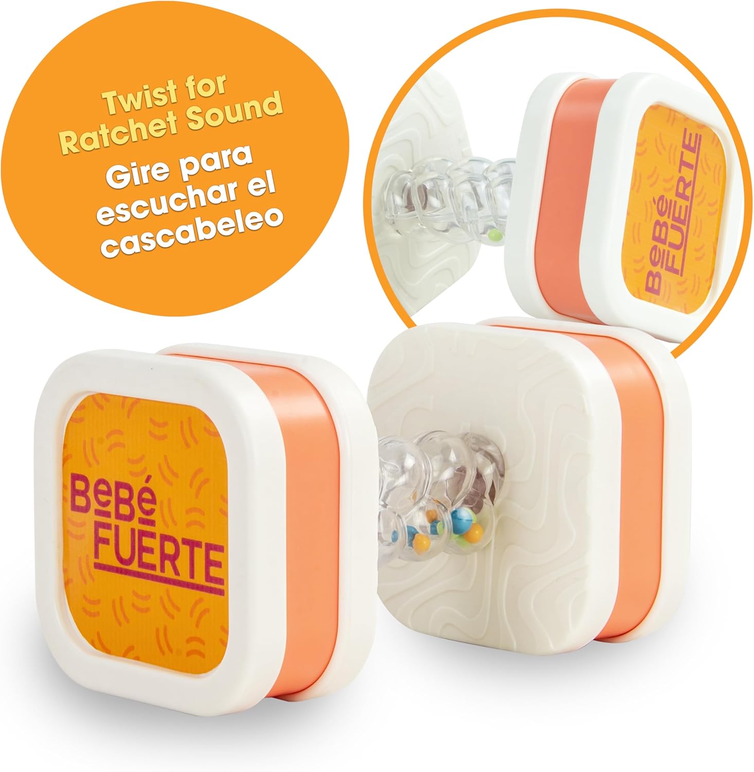 BEBE FUERTE – Mancuerna Twist & Shake de Robin Arzon, juguetes sensoriales bilingües para niños pequeños, juguetes de entrenamiento para bebés,